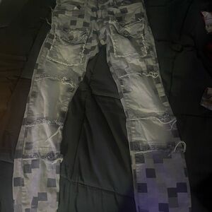 Gray Distressed Patchwork Jeans